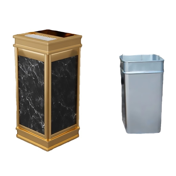Thùng rác gạt tàn inox vàng đá đen HTG-14A-B2 - Ảnh 5