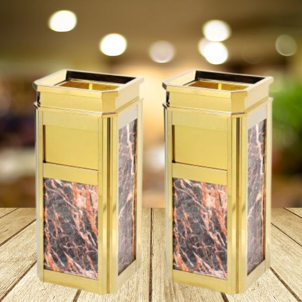 Thùng rác gạt tàn inox vàng đá đen HTG-14A-B2 - Ảnh 6