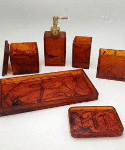 Bình đựng dầu gội sữa tắm 5 món nâu khói vân loang