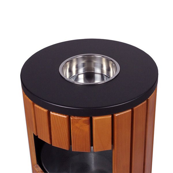 Thùng rác ngoài trời giả gỗ có gạt tàn HTSOD-01T - Ảnh 2