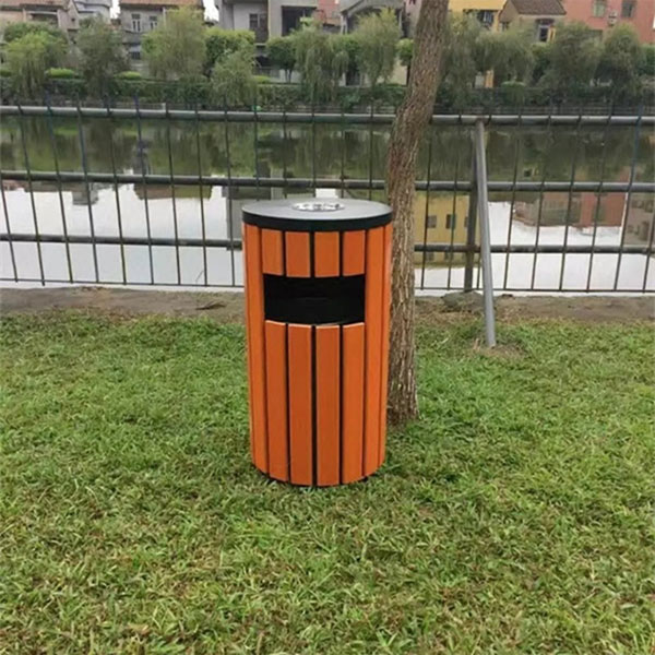 Thùng rác ngoài trời giả gỗ có gạt tàn HTSOD-01T - Ảnh 4