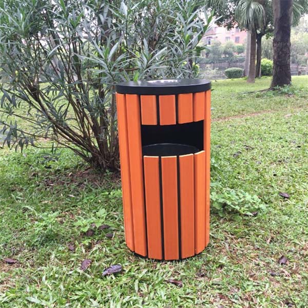 Thùng rác ngoài trời giả gỗ có gạt tàn HTSOD-01T - Ảnh 5