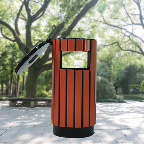 Thùng rác ngoài trời giả gỗ có gạt tàn HTSOD-01T - Ảnh 6