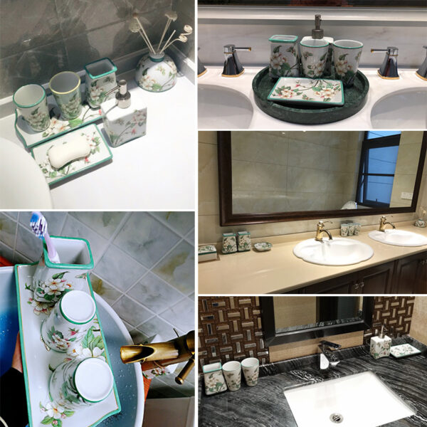 Set nhà tắm sứ cao cấp Olive Uk hoạ tiết hoa mã BBDSTDB 11 - Ảnh 13