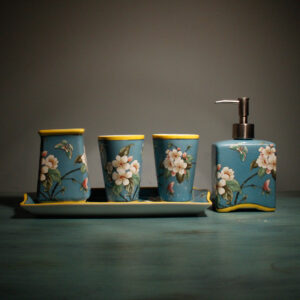 Set nhà tắm sứ cao cấp Olive Uk hoạ tiết hoa mã BBDSTDB 10