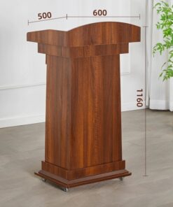 Bục phát biểu gỗ công nghiệp màu óc chó có bánh xe - Mã BPBGCN 03