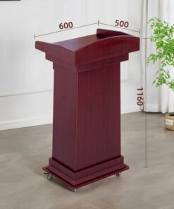 Bục phát biểu gỗ công nghiệp màu gụ đỏ có bánh xe - Mã BPBGCN 05