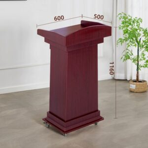 Bục phát biểu gỗ công nghiệp màu gụ đỏ có bánh xe - Mã BPBGCN 05