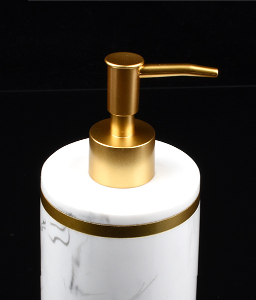 Bình đựng dầu gội sữa tắm trắng vân đá viền vàng