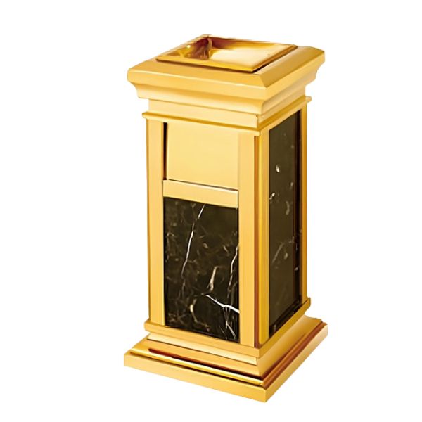 Thùng rác inox mạ vàng đá đen có gạt tàn HTG-17B-B2 - Ảnh 8