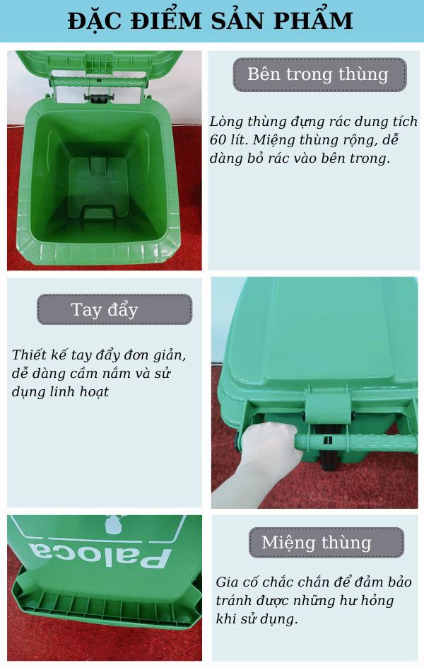Thùng rác nhựa 60L đạp chân HTN60DC-G1 - Ảnh 13