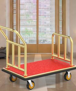 Xe đẩy hành lý khách sạn inox vàng HTD22