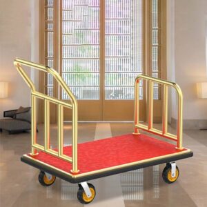 Xe đẩy hành lý khách sạn inox vàng HTD22