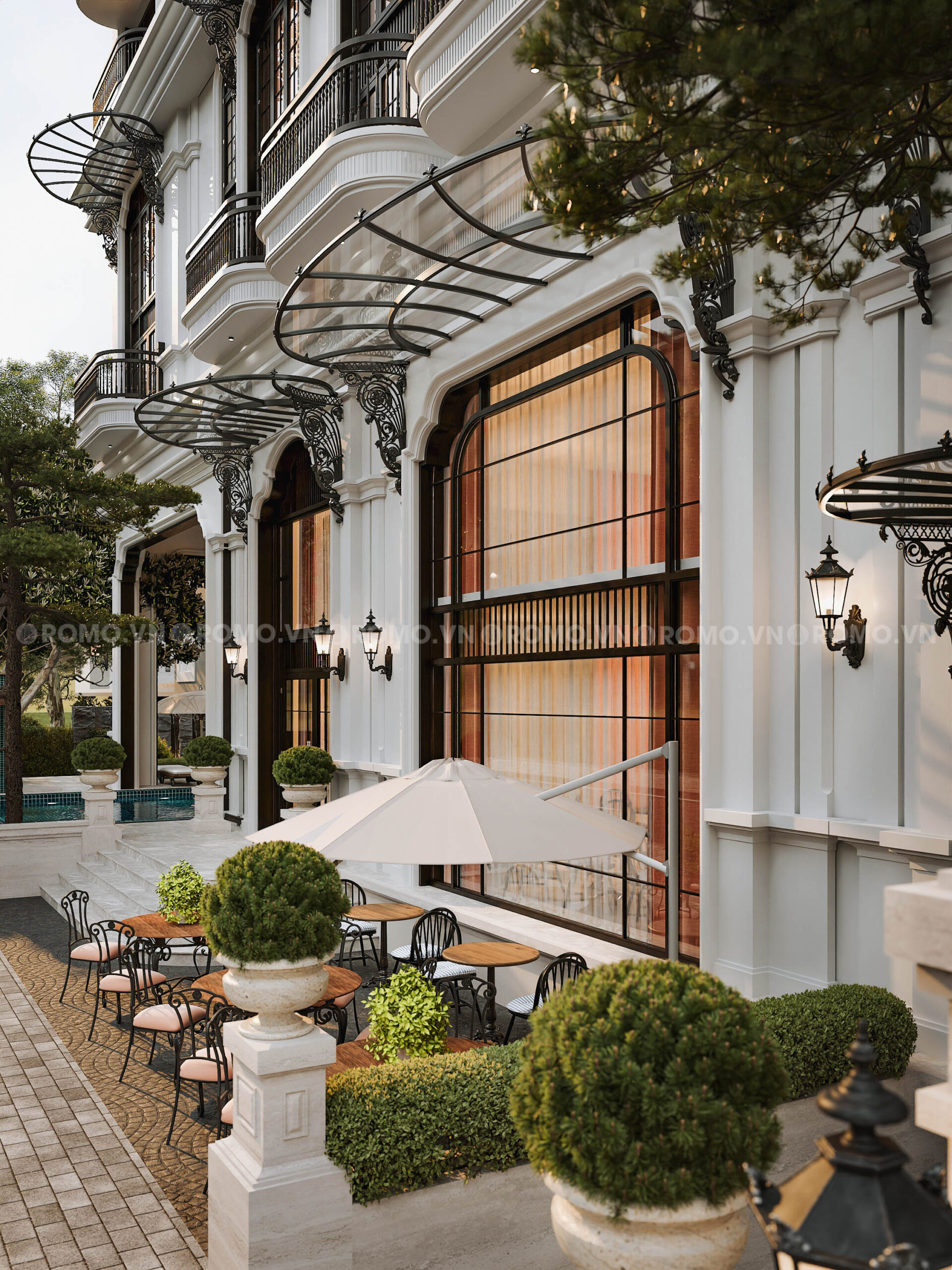 Mẫu thiết kế khách sạn 4 sao phong cách Tân cổ điển (Neoclassical)