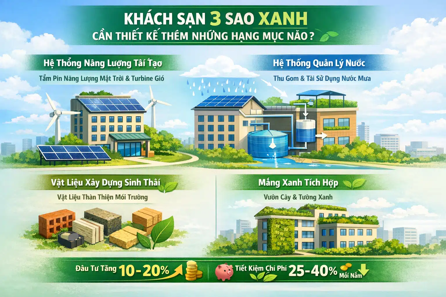 Khách Sạn 3 Sao Xanh (Green Hotel) Tại Việt Nam Cần Thiết Kế Thêm Những Hạng Mục Nào?