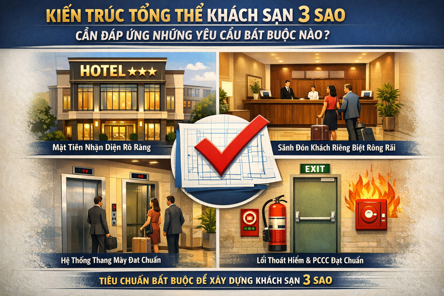 Kiến Trúc Tổng Thể Khách Sạn 3 Sao Cần Đáp Ứng Những Yêu Cầu Bắt Buộc Nào?