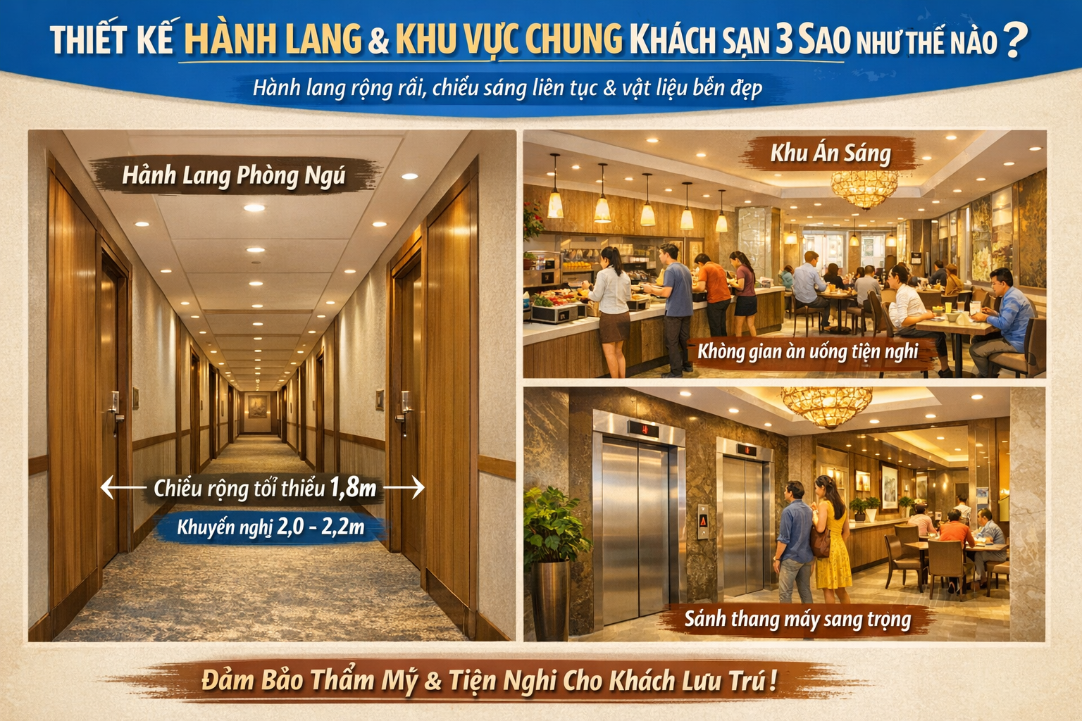Thiết Kế Hành Lang & Khu Vực Chung Khách Sạn 3 Sao Như Thế Nào?